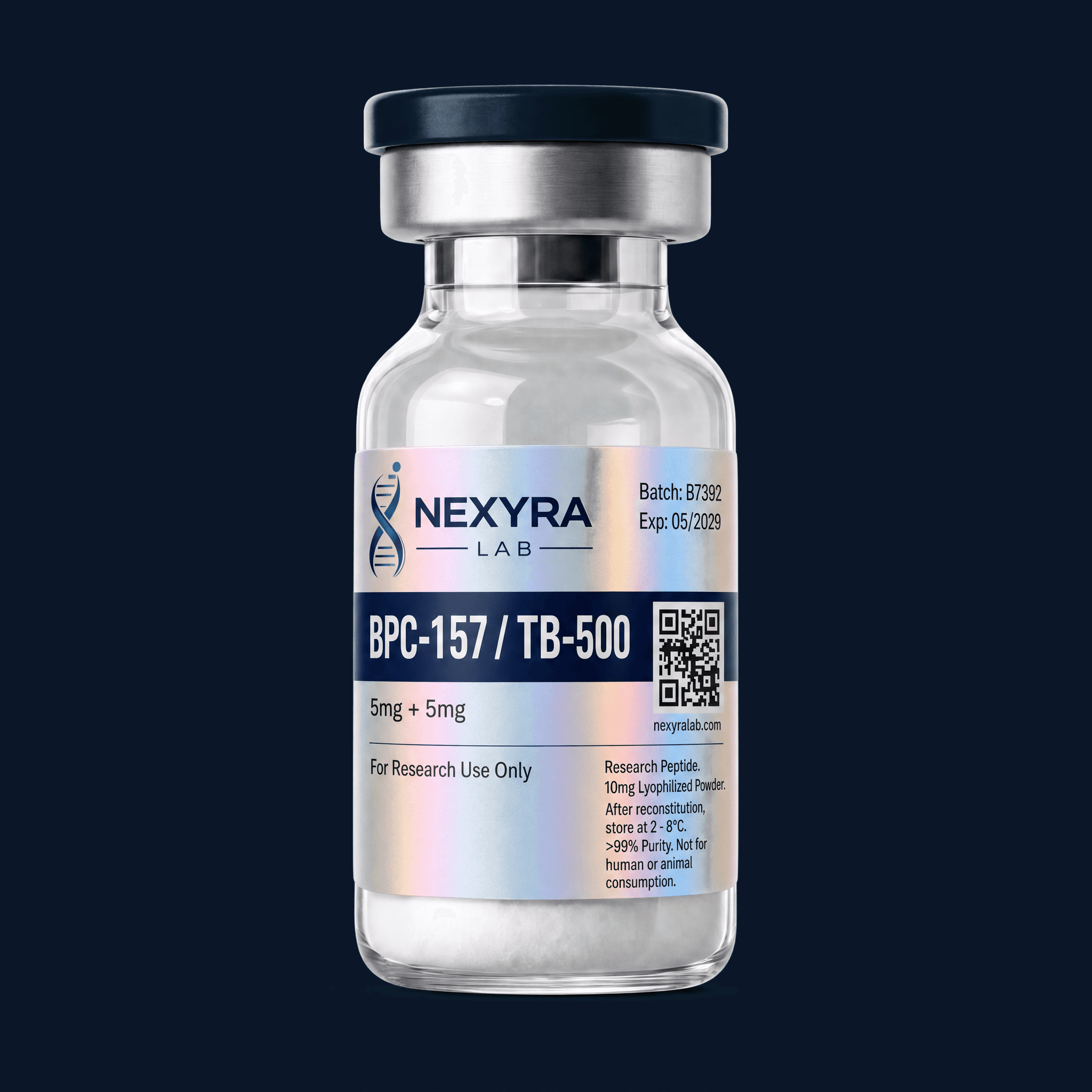 BPC-157 / TB-500 (5mg + 5mg) β Nexyra Lab research vial