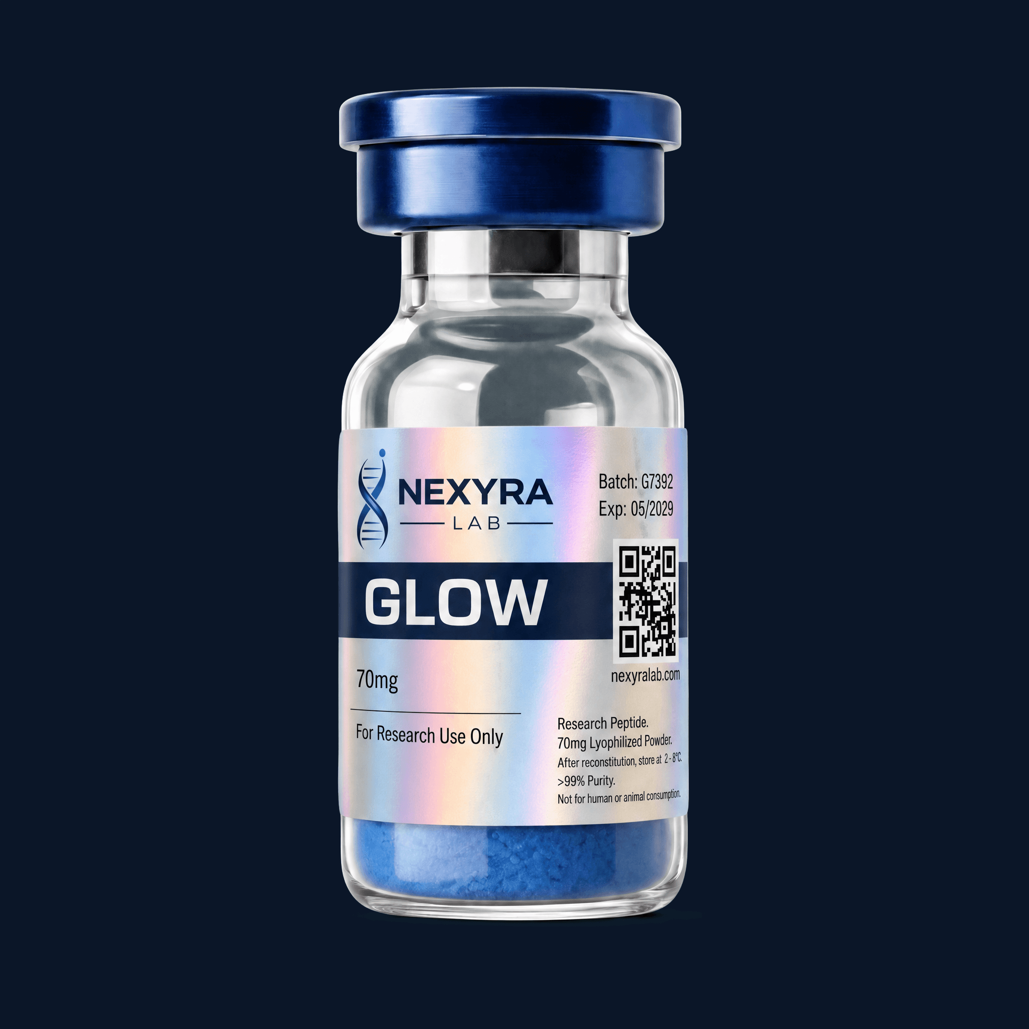GLOW 70mg β Nexyra Lab research vial