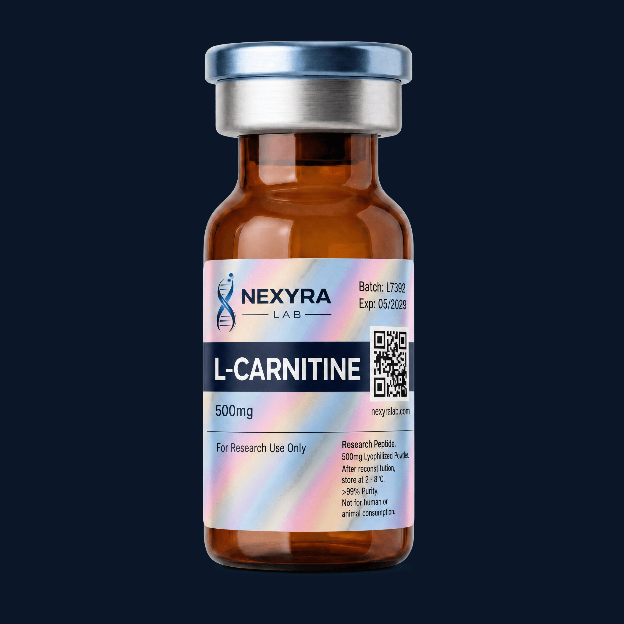 L-Carnitine 500mg β Nexyra Lab research vial
